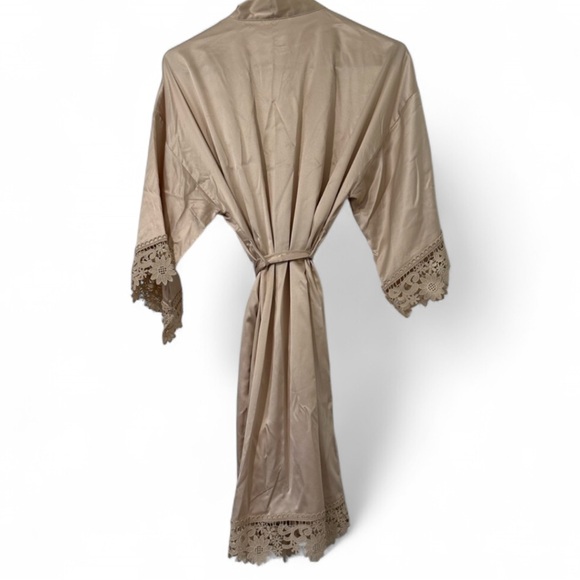 SIORO women's satin robe lace silk kimono - Picture 3 of 5